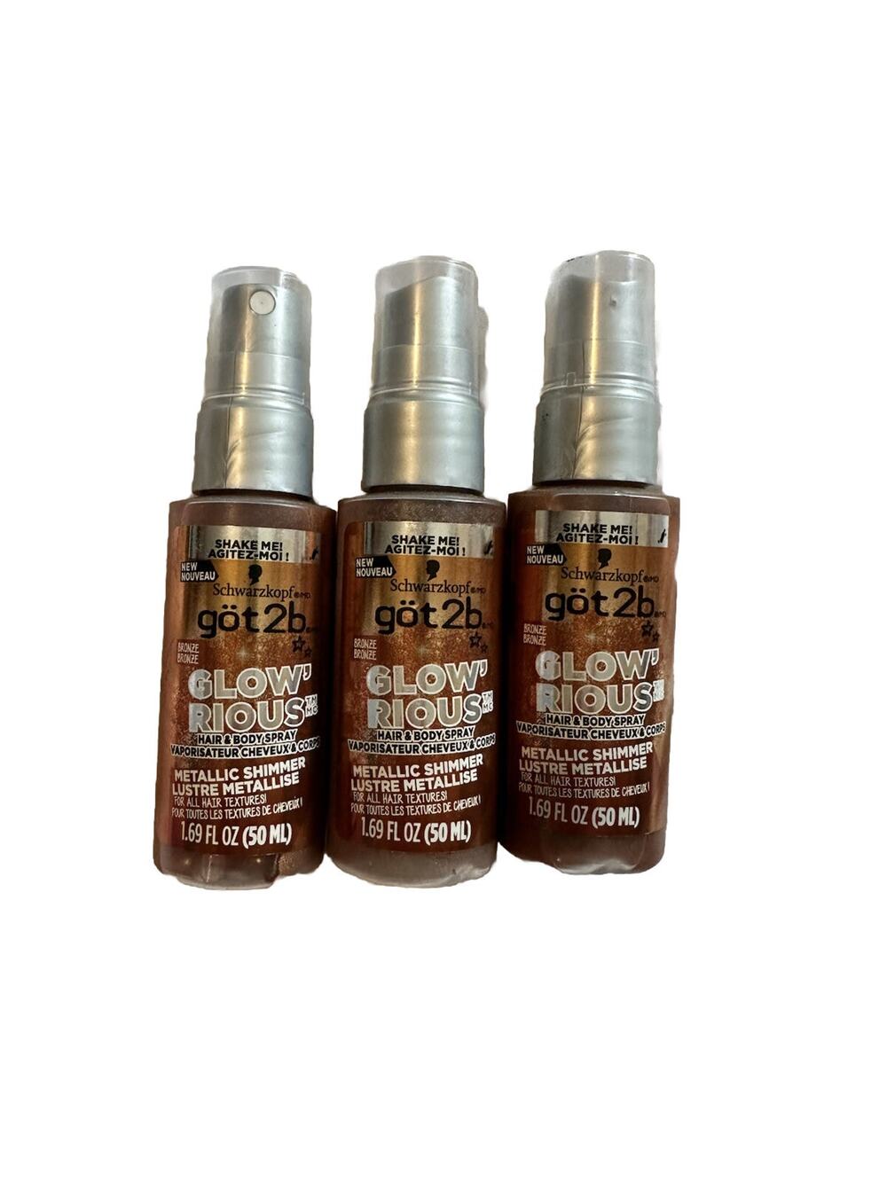 got2b GLOW'RIOUS Metallic Shimmer Hair Glitter & Body Glitter Duel Spray 3Pk